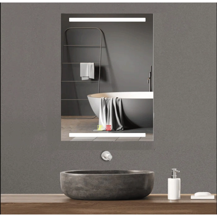 50x70 cm Buğu Çözücülü Dokunmatik Işıklı Kumlamalı Banyo Aynası