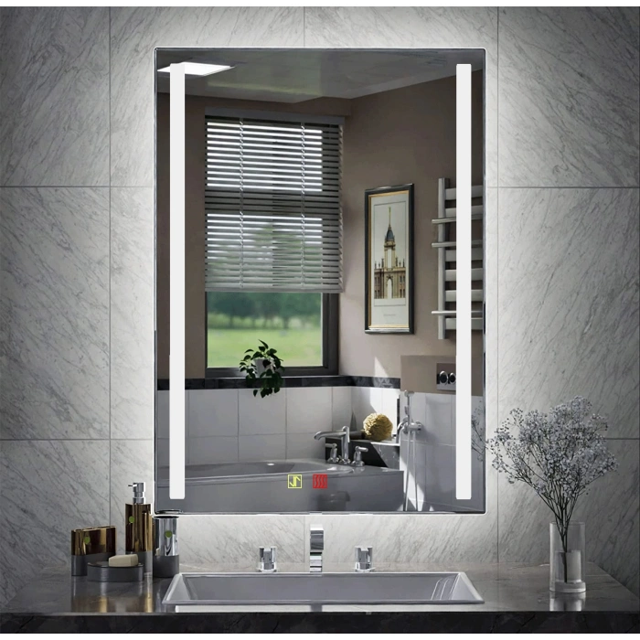 70x120 cm Buğu Çözücülü Dokunmatik Işıklı Kumlamalı Banyo Aynası