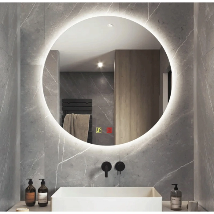 80 cm (çap) Buğu Çözücülü Dokunmatik Işıklı Ledli Yuvarlak Banyo Aynası