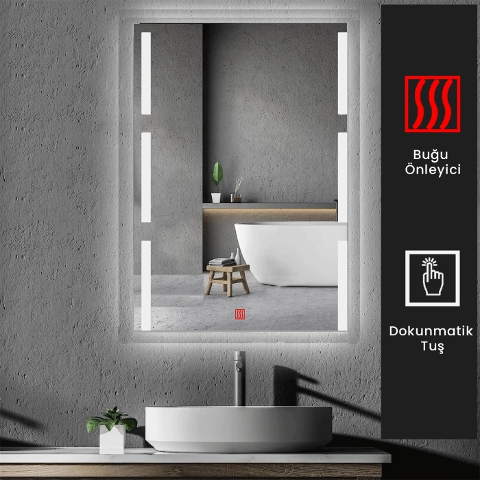 50x70 cm Kumlamalı Ledli Banyo Aynası