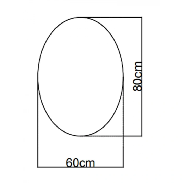 60x80(h) cm Buğu Çözücülü Dokunmatik Işıklı Kumlamalı Elips Banyo Aynası