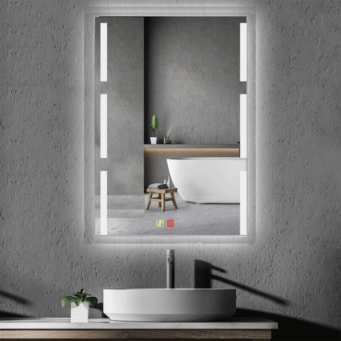 70x120 cm Buğu Çözücülü Dokunmatik Işıklı Kumlamalı Banyo Aynası