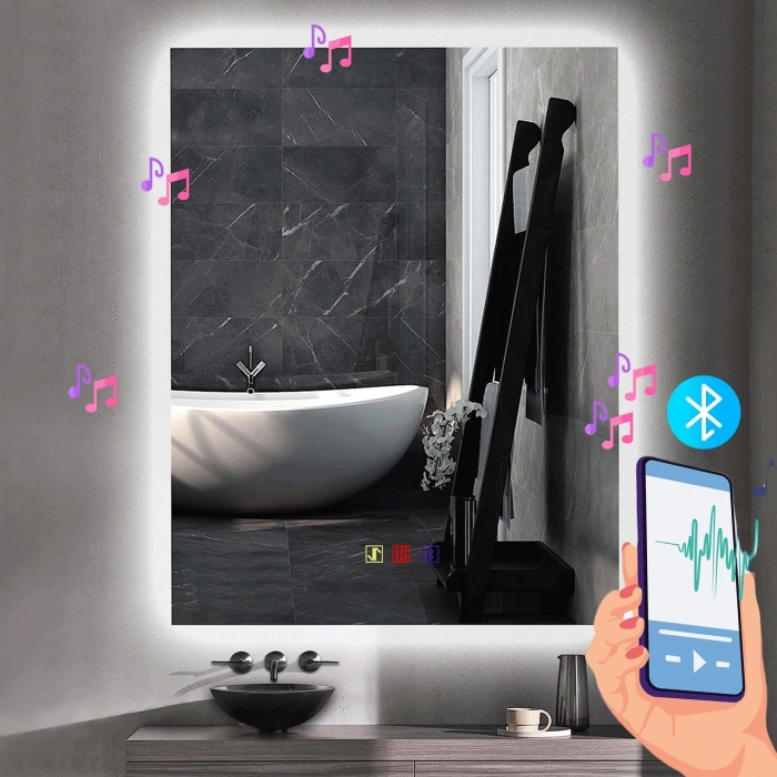 70x120(h) cm Bluetoothlu Buğu Çözücülü Dokunmatik Işıklı Ledli Banyo Aynası