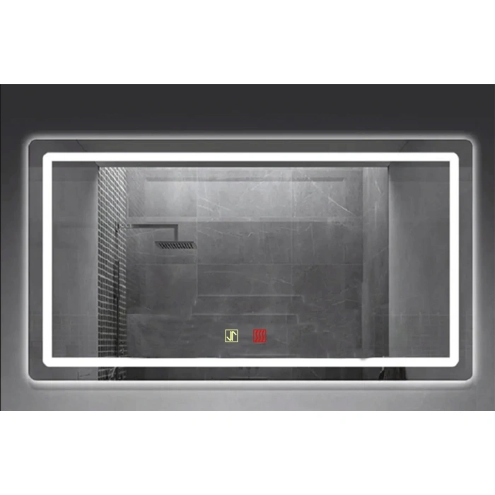 (h)80x100cm Buğu Çözücülü Dokunmatik Işıklı Kumlamalı Banyo Aynası
