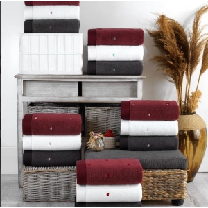 Lubow Love Koyu Gri Lila Nakışlı 50x90 6lı Havlu Seti
