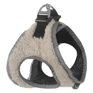 Üç Kilitli Kürklü Kedi Köpek Göğüs Tasması 30-38 cm Small Krem