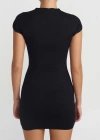 Kısa Streç Örme Elbise-Siyah