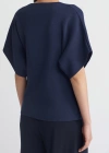 V Yaka Düğmeli Triko Hırka-Lacivert