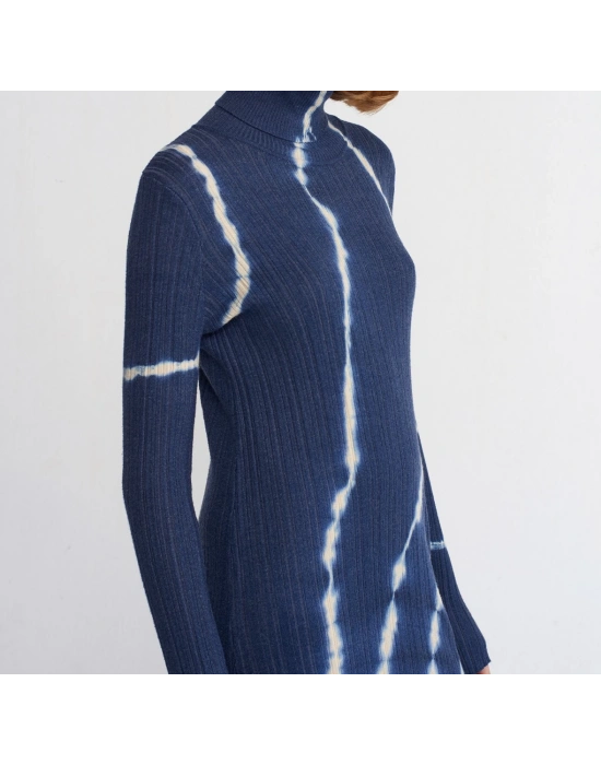 Balıkçı Yaka Batik Triko Elbise