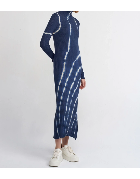 Balıkçı Yaka Batik Triko Elbise