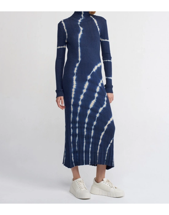 Balıkçı Yaka Batik Triko Elbise