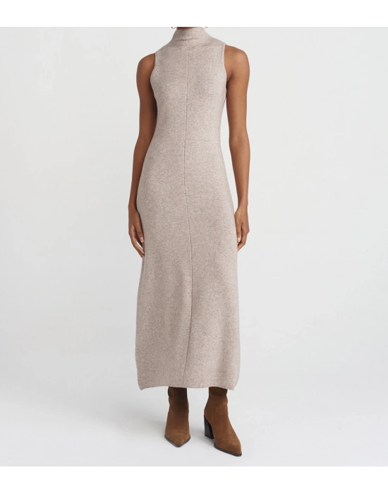 Dik Yaka Triko Elbise-Vizon