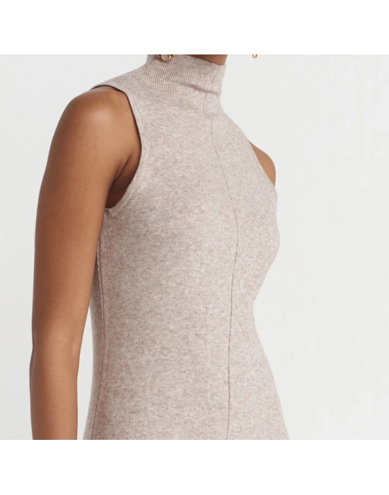 Dik Yaka Triko Elbise-Vizon