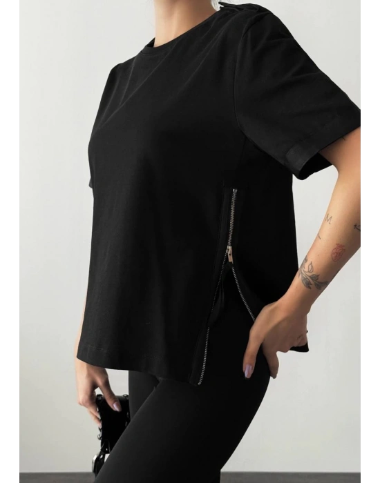 Fermuarlı T-shirt