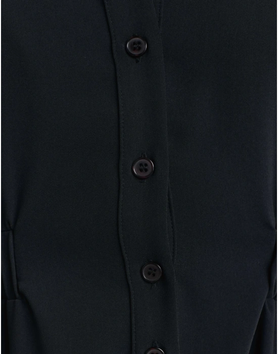 Klasik Yaka Düğme Kapatmalı Dar Paça Tulum-Siyah