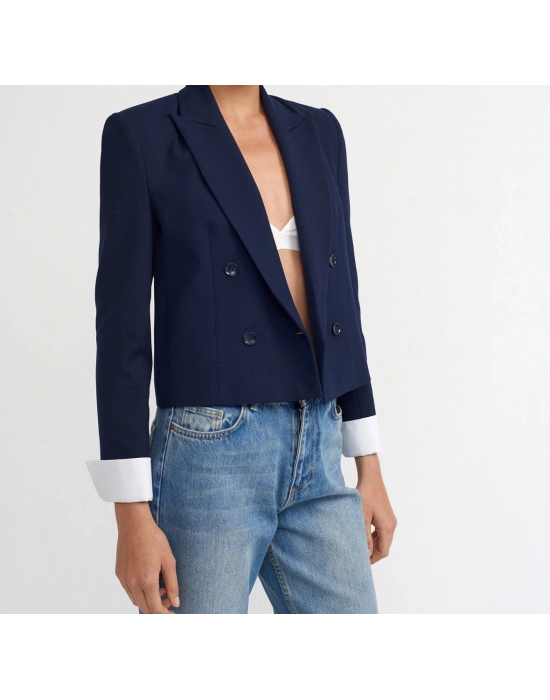 Kontrast Manşetli Blazer Ceket-Açık Laci