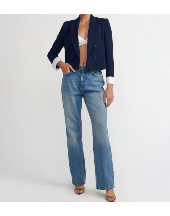 Kontrast Manşetli Blazer Ceket-Açık Laci