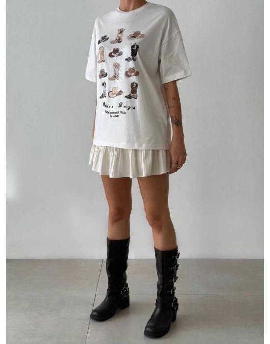 Kovboy baskılı T-shirt