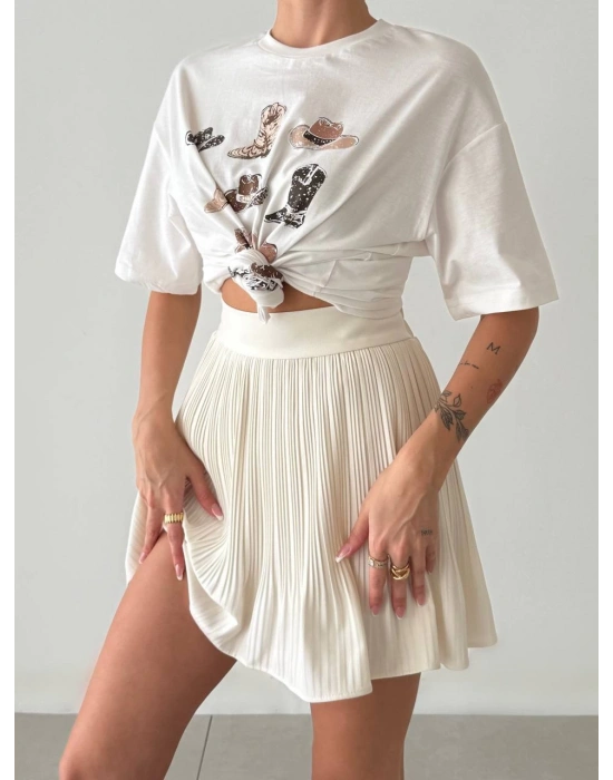 Kovboy baskılı T-shirt