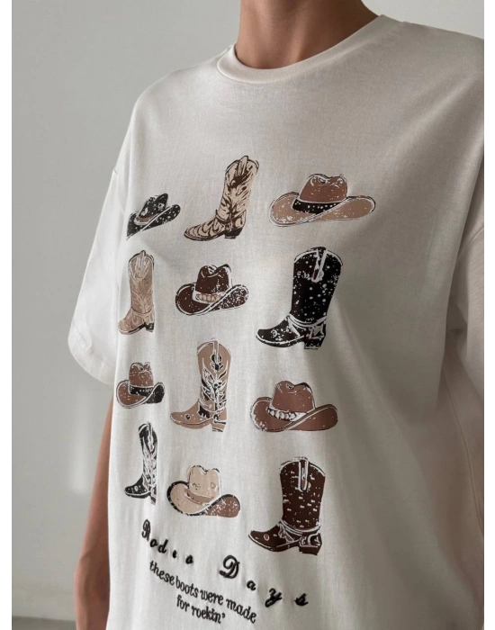 Kovboy baskılı T-shirt