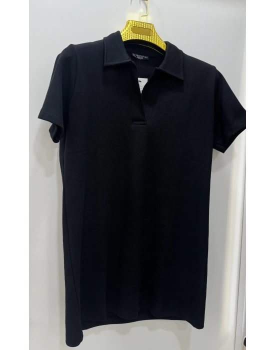 Siyah lacos yaka elbise