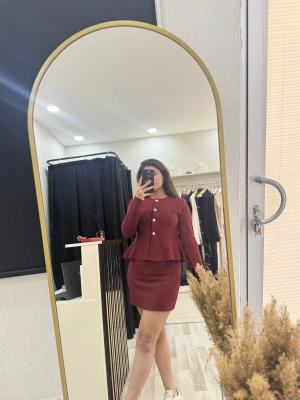 Bordo renk etek ceket takım