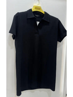 Siyah lacos yaka elbise