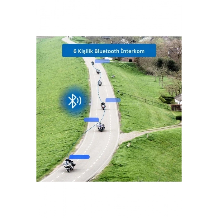 M6 PLUS Bluetooth 6 Kişilik İnterkom Kırmızı Motozilla
