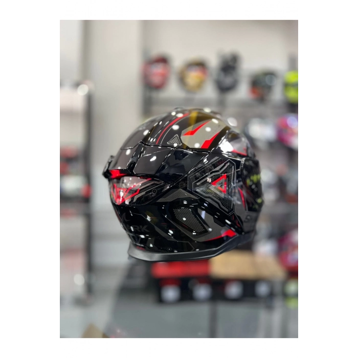 Skwal i3 Linik Parlak Siyah Kırmızı Ledli Kask Şeffaf Vizörlü