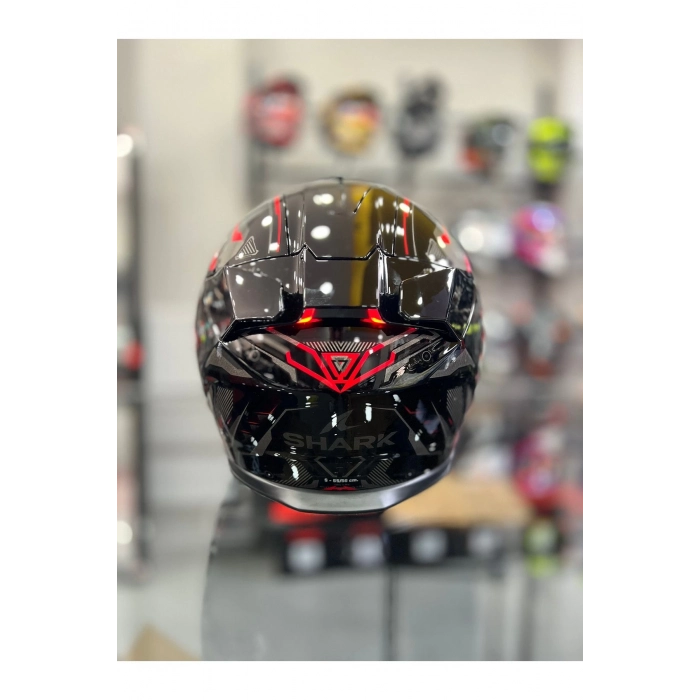 Skwal i3 Linik Parlak Siyah Kırmızı Ledli Kask Şeffaf Vizörlü