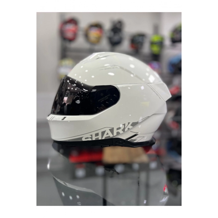 Skwal i3 Blank Beyaz Ledli Kask Şeffaf Vizörlü