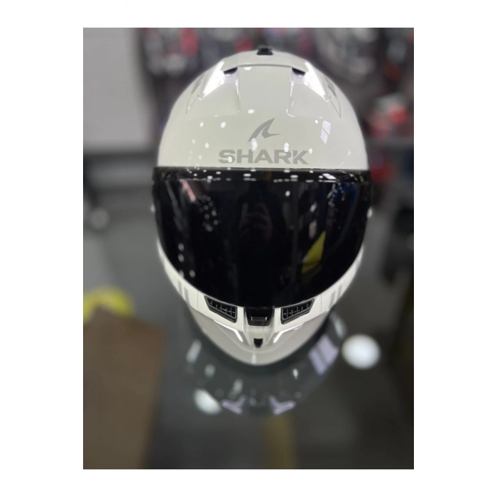 Skwal i3 Blank Beyaz Ledli Kask Şeffaf Vizörlü