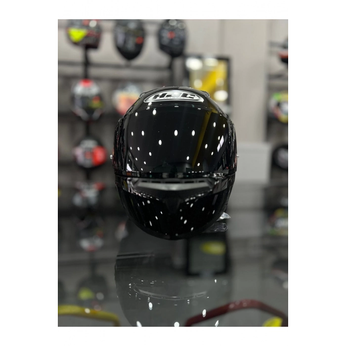C10 Kapalı Motosiklet Kaskı Parlak Siyah Şeffaf Vizörlü