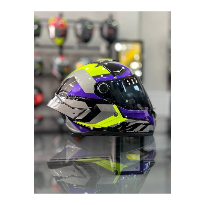 Helmets Kask Mt Thunder 4 Sv Valıant B2 Parlak Gri Mor ŞEFFAF VİZÖR