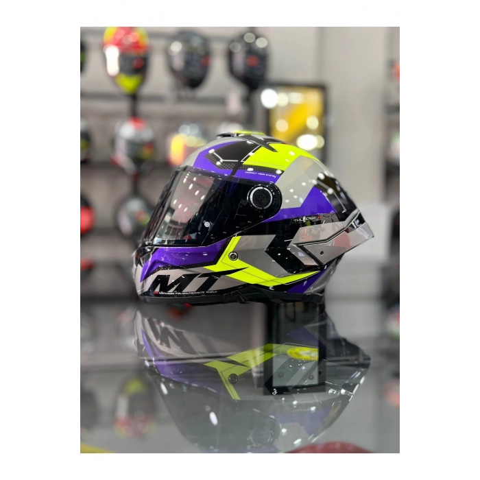 Helmets Kask Mt Thunder 4 Sv Valıant B2 Parlak Gri Mor ŞEFFAF VİZÖR
