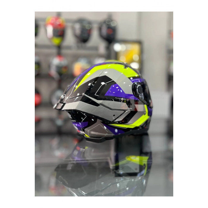 Helmets Kask Mt Thunder 4 Sv Valıant B2 Parlak Gri Mor ŞEFFAF VİZÖR