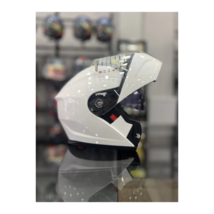 Çene Açılır Kask Beyaz