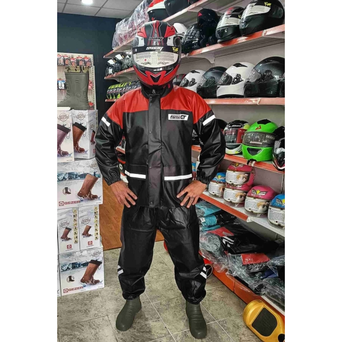Gt Cepli Ve Reflektörlü Yağmurluk Takım Kırmızı