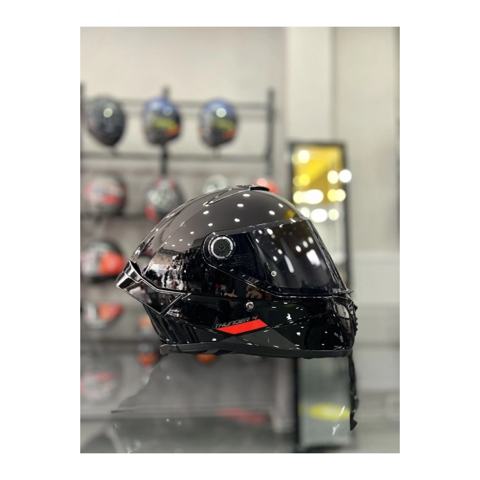 Helmets Thunder 4 Gloss Black Kask ŞEFFAF VİZÖRLÜ