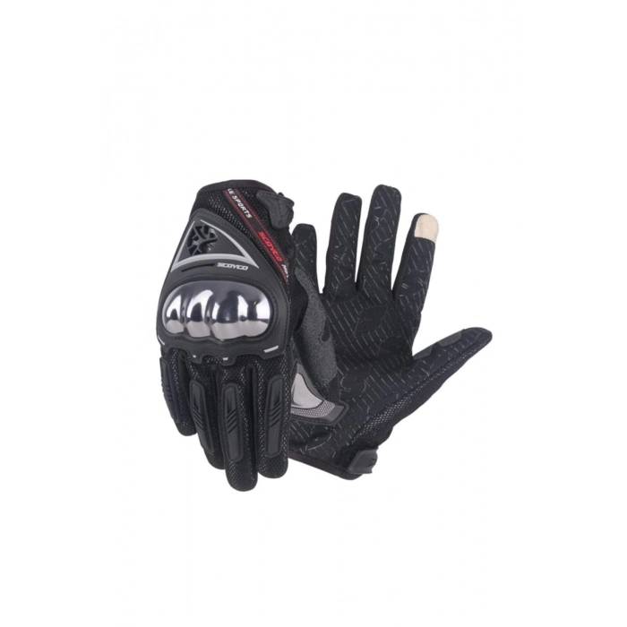 Erkek Siyah Mc44 Yazlık Full Korumalı Profesyonel Uzun Eldiven