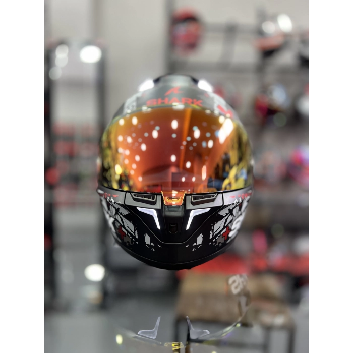 Skwal İ3 Hellcat Mat Siyah Beyaz Şeffaf (x1 Kırmızı Vizör)