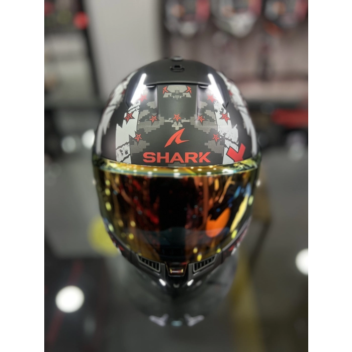 Skwal İ3 Hellcat Mat Siyah Beyaz Şeffaf (x1 Kırmızı Vizör)