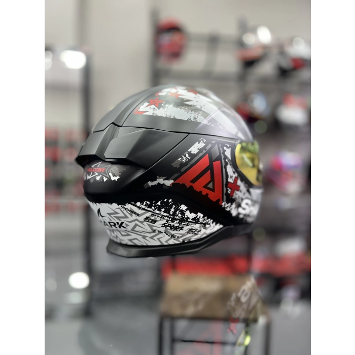 Skwal İ3 Hellcat Mat Siyah Beyaz Şeffaf (x1 Kırmızı Vizör)