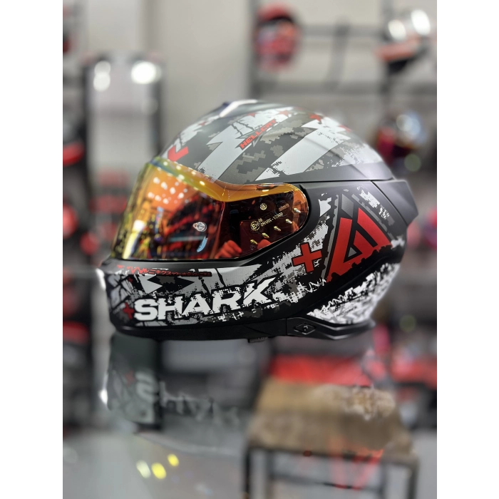 Skwal İ3 Hellcat Mat Siyah Beyaz Şeffaf (x1 Kırmızı Vizör)