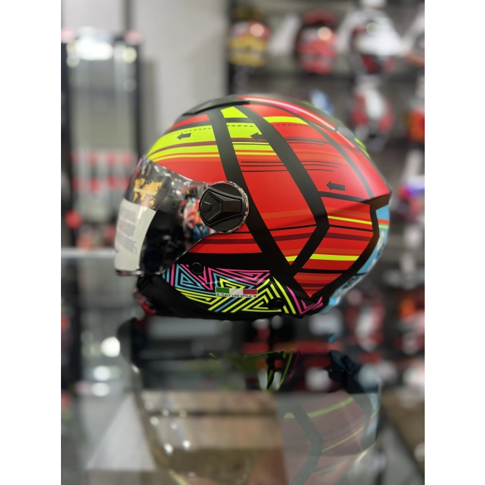 SW 765 COLOURFULL KIRMIZI SİYAH GÜNEŞ VİZÖRLÜ