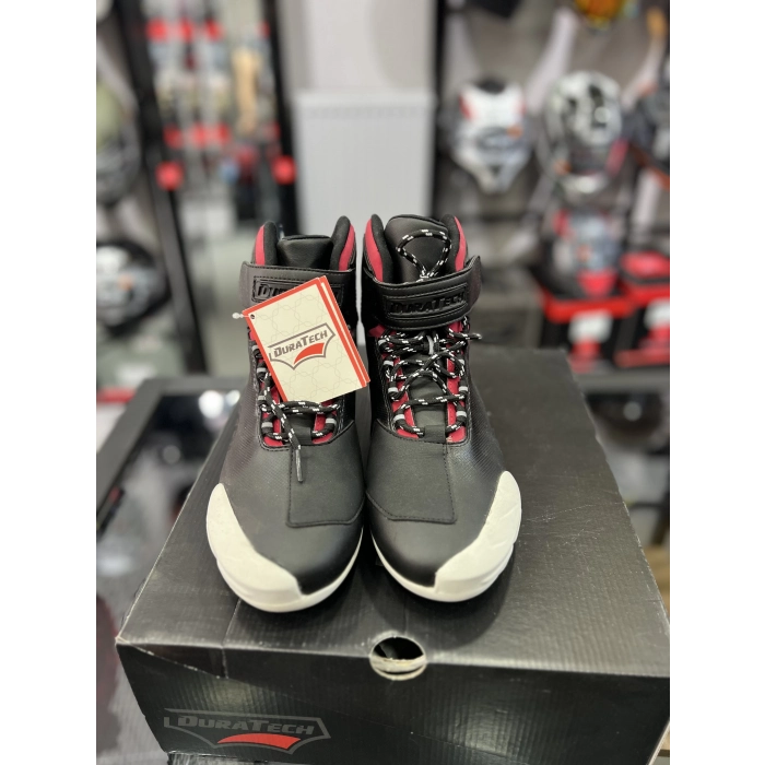 Kısa Motosiklet Botu Siyah-Kırmızı