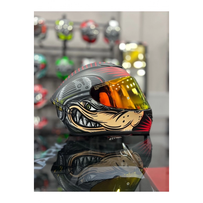 FIGHTER KAPALI KASK GOLD VİZÖR motozilla