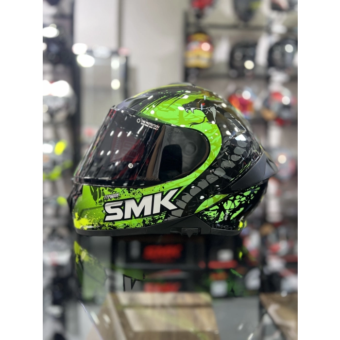 Typhoon Cobra Yeşil Kapalı Kask Şeffaf Vizörlü