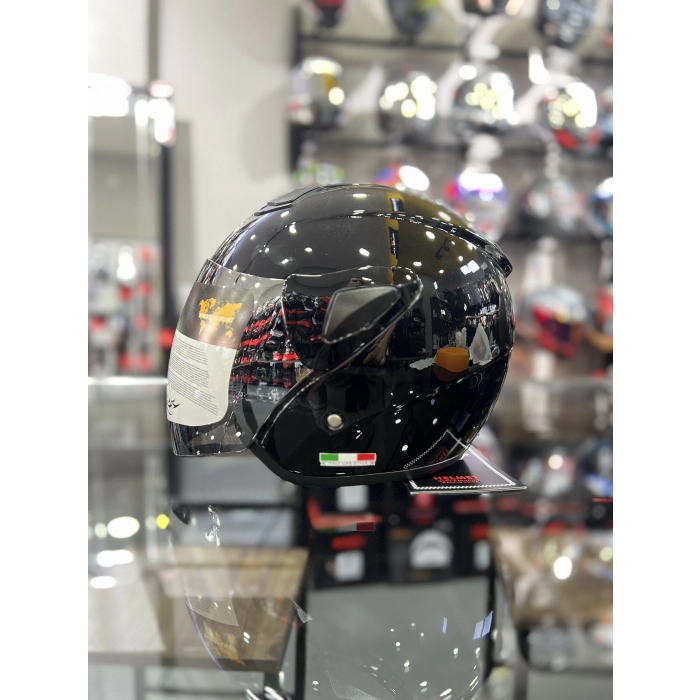 700 Parlak Siyah Yarım Kask