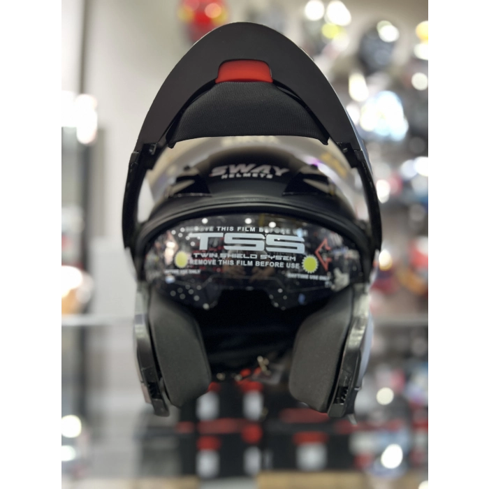 Çene Açılır Kask Mat Siyah Güneş Vizörlü